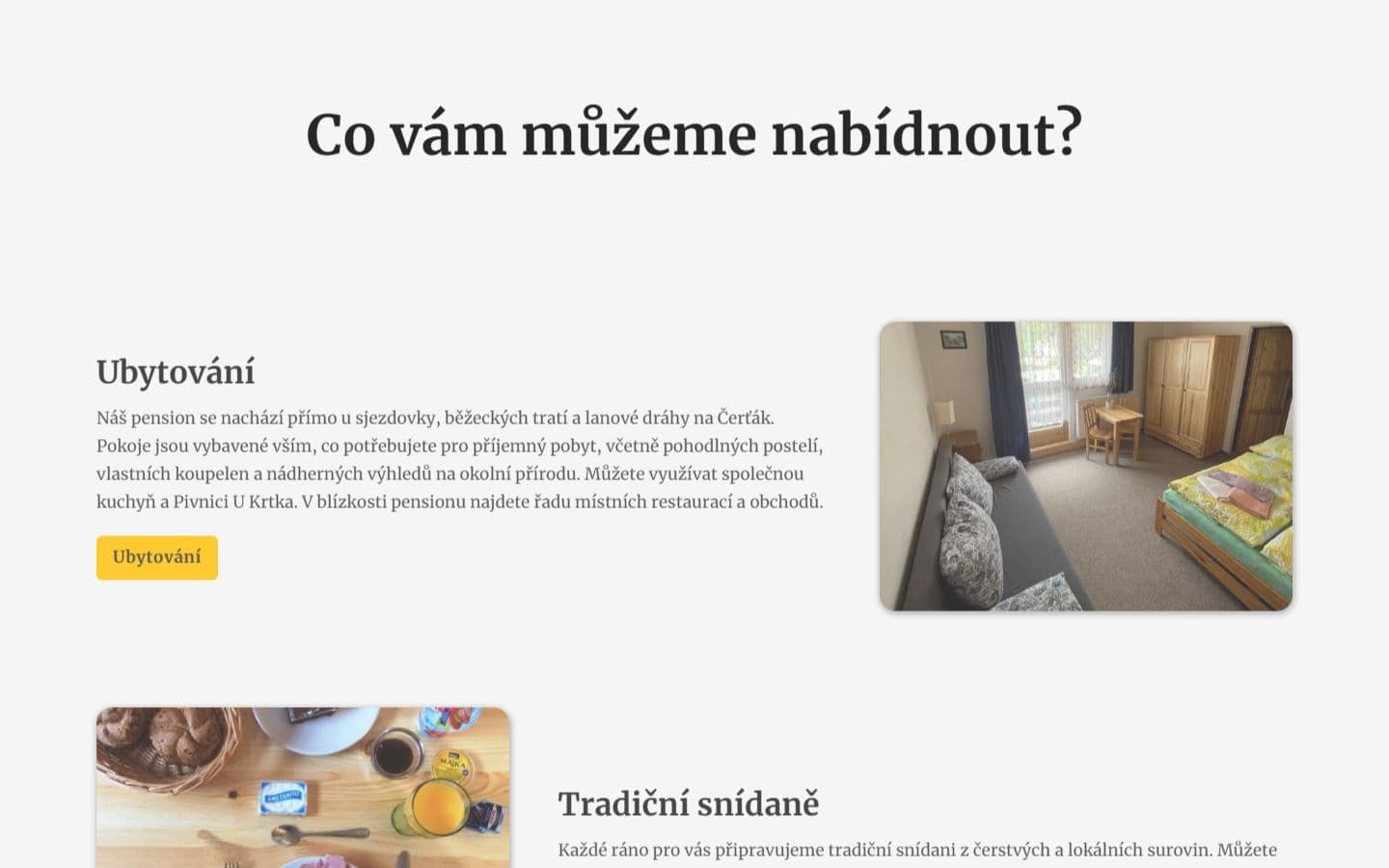 Pension u Krtka — ubytování a pokoje